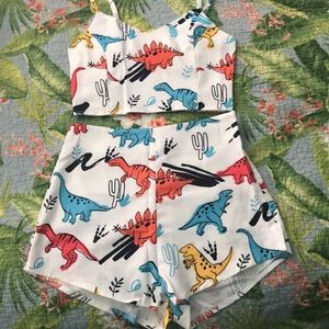 Cropped Dino Two Piece Set